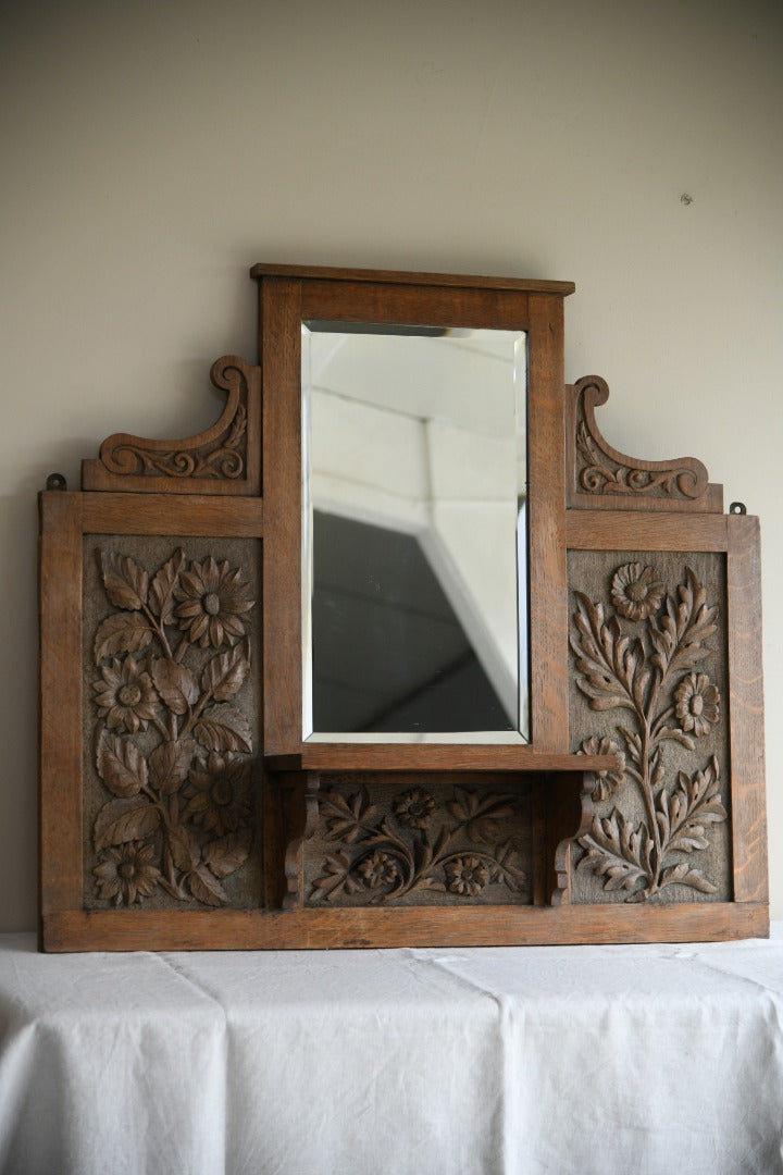 Victorian Carved Oak Hall Mirror