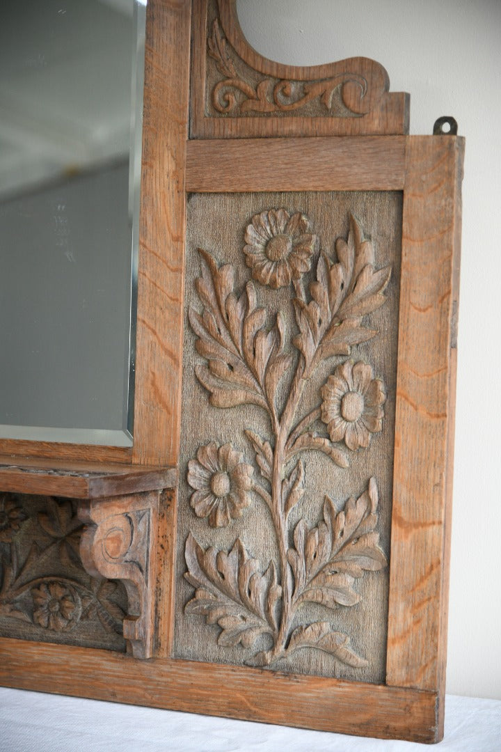 Victorian Carved Oak Hall Mirror