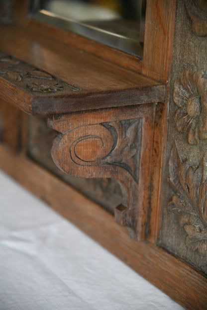 Victorian Carved Oak Hall Mirror