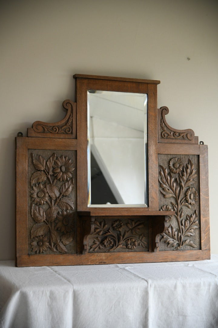 Victorian Carved Oak Hall Mirror