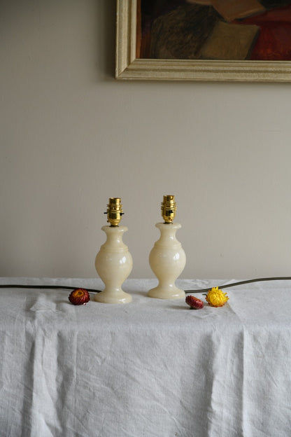 Pair Alabaster Small Lamps