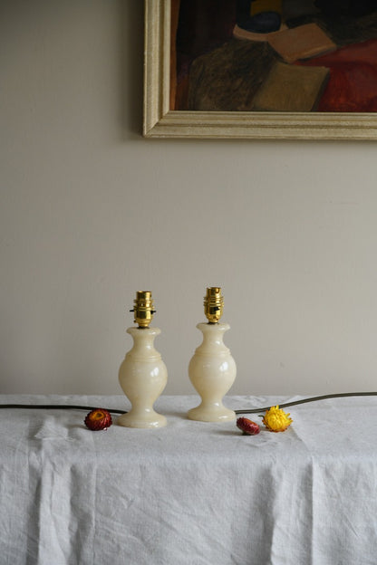 Pair Alabaster Small Lamps