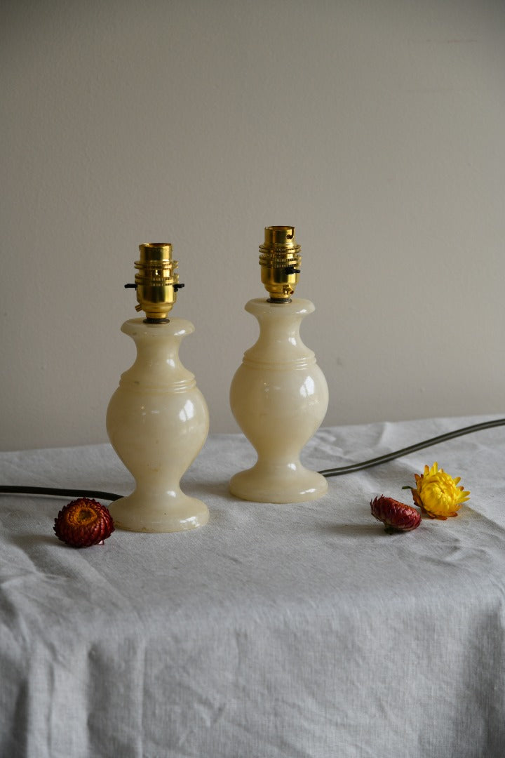 Pair Alabaster Small Lamps