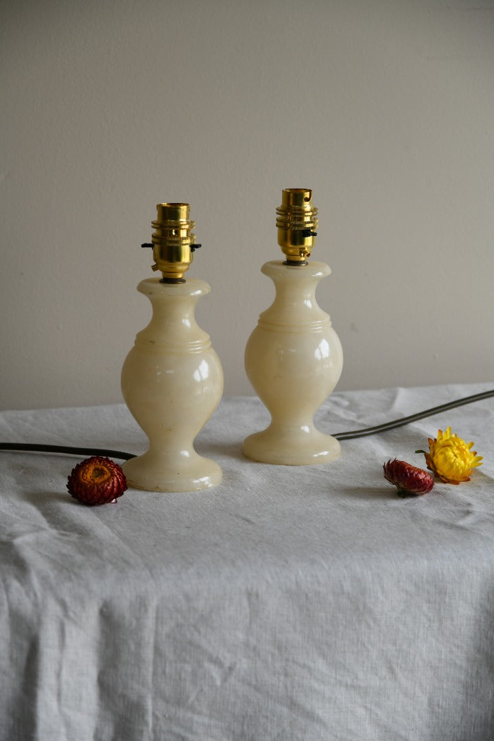 Pair Alabaster Small Lamps