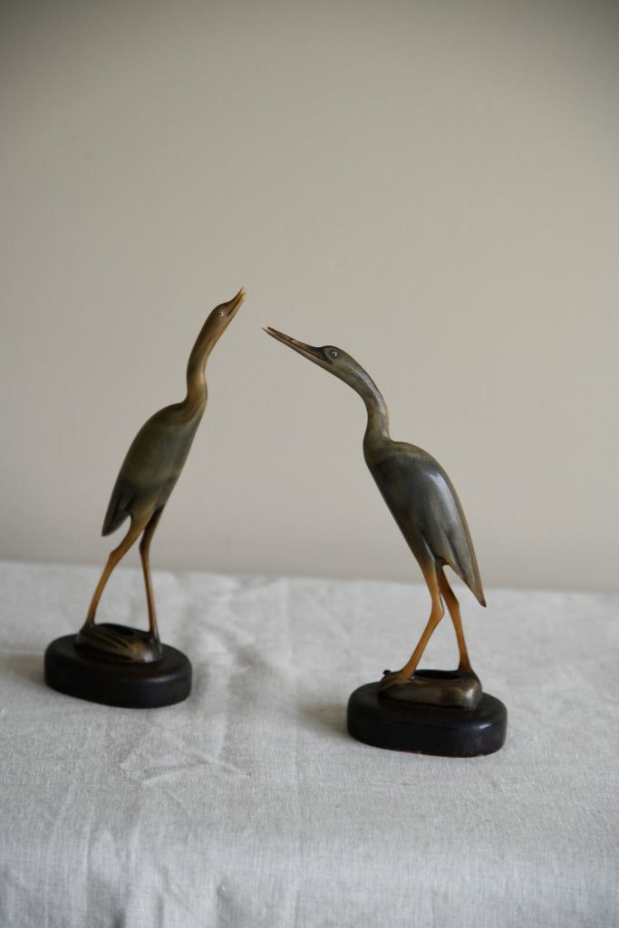 Pair Chinese Horn Birds