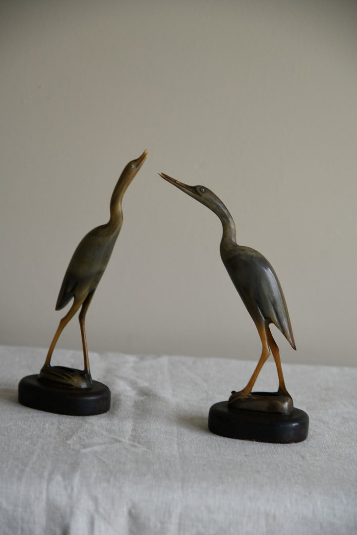 Pair Chinese Horn Birds