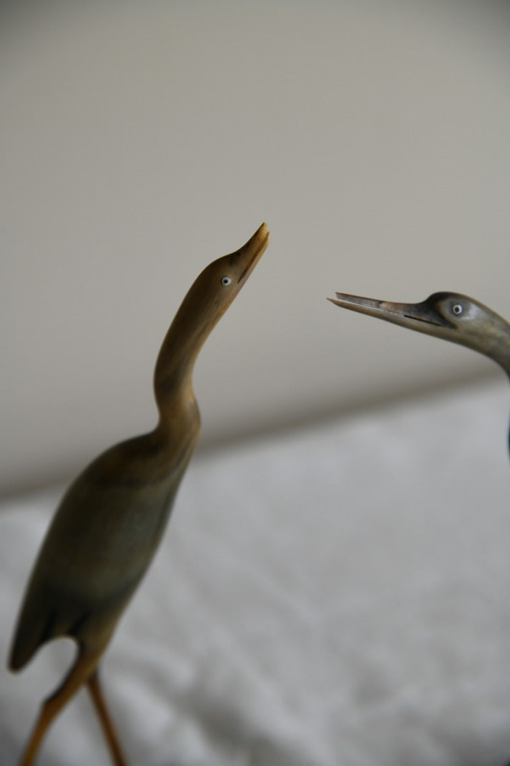 Pair Chinese Horn Birds