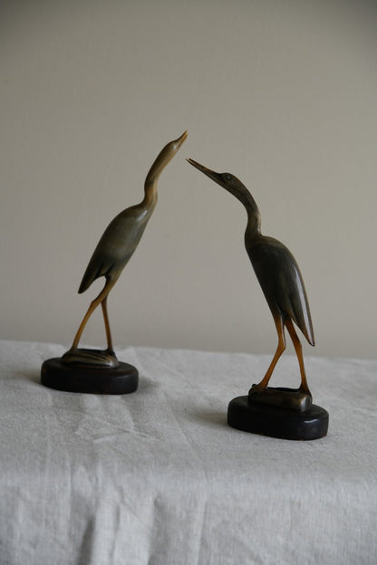 Pair Chinese Horn Birds