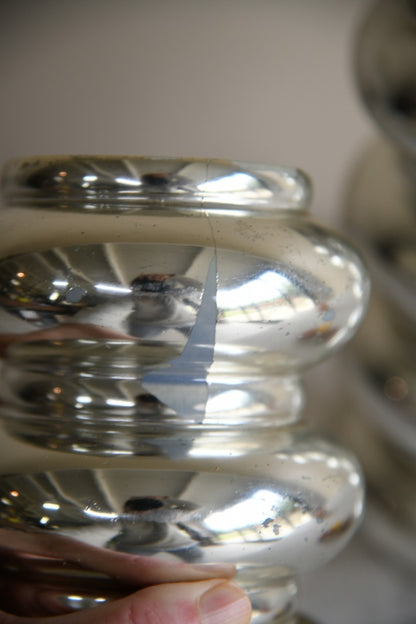 Pair Silvered Glass Candlesticks