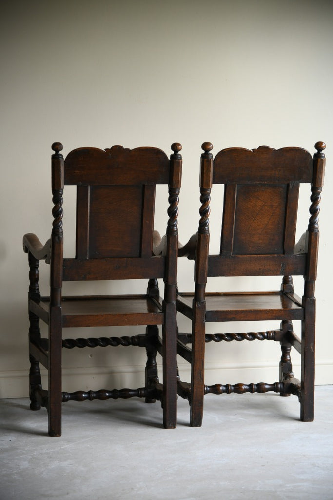 Pair Oak Carolean Style Chairs
