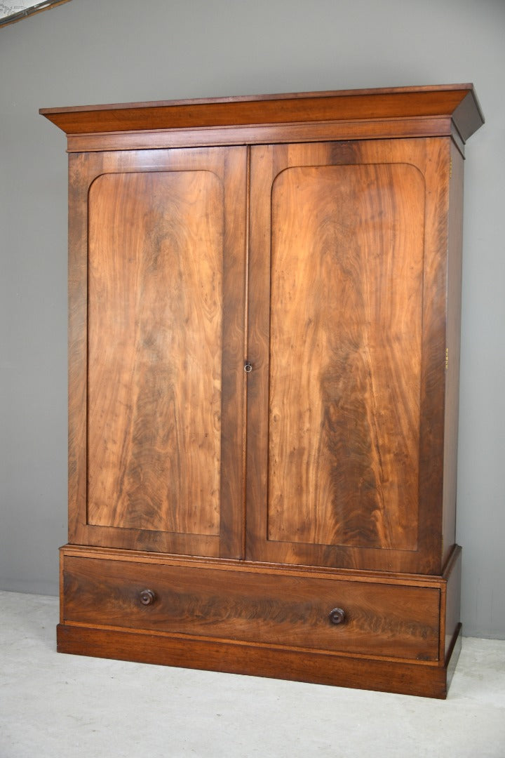 Large Victorian Mahogany Double Wardrobe