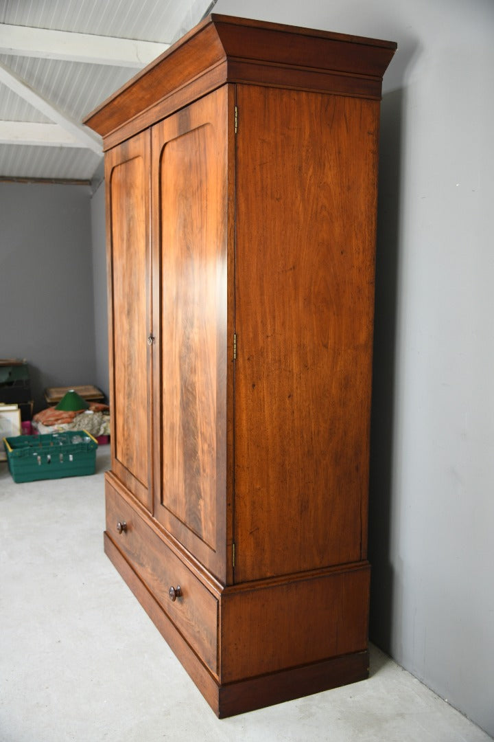 Large Victorian Mahogany Double Wardrobe