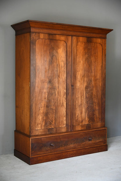 Large Victorian Mahogany Double Wardrobe