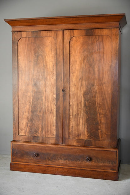 Large Victorian Mahogany Double Wardrobe