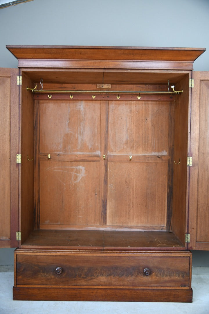 Large Victorian Mahogany Double Wardrobe