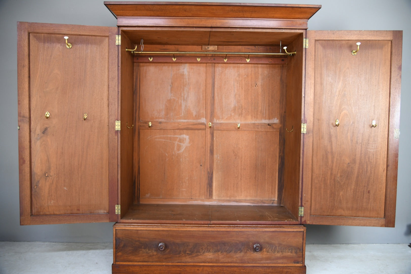 Large Victorian Mahogany Double Wardrobe