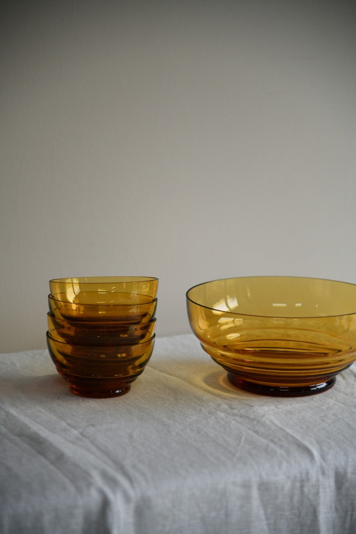 Vintage Amber Glass Dessert Set