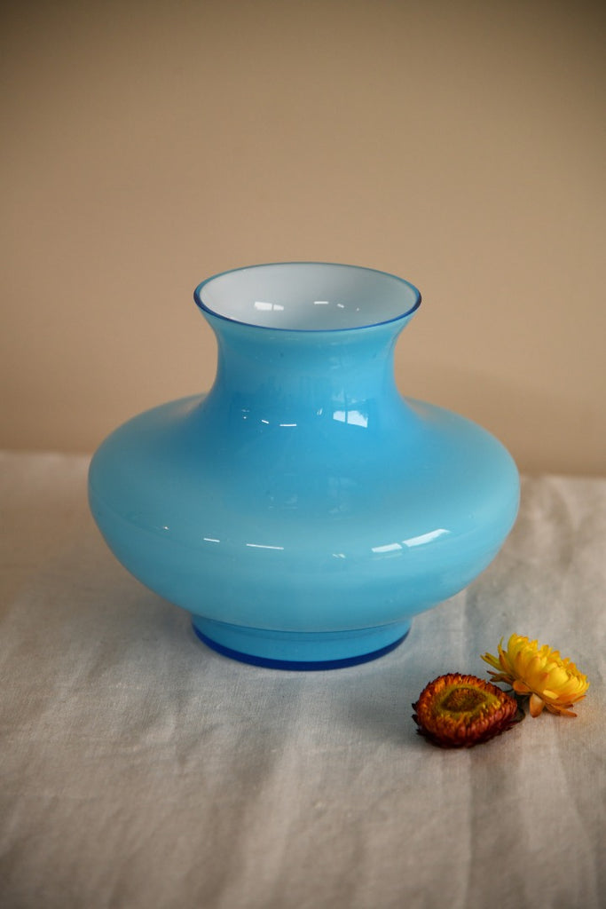 Retro Blue & White Glass Vase