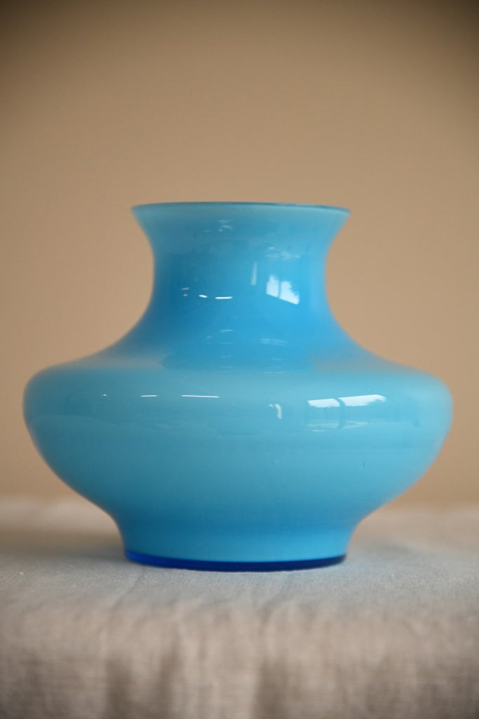 Retro Blue & White Glass Vase