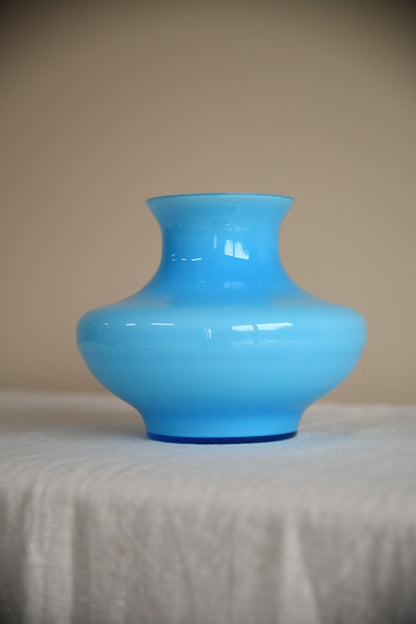 Retro Blue & White Glass Vase