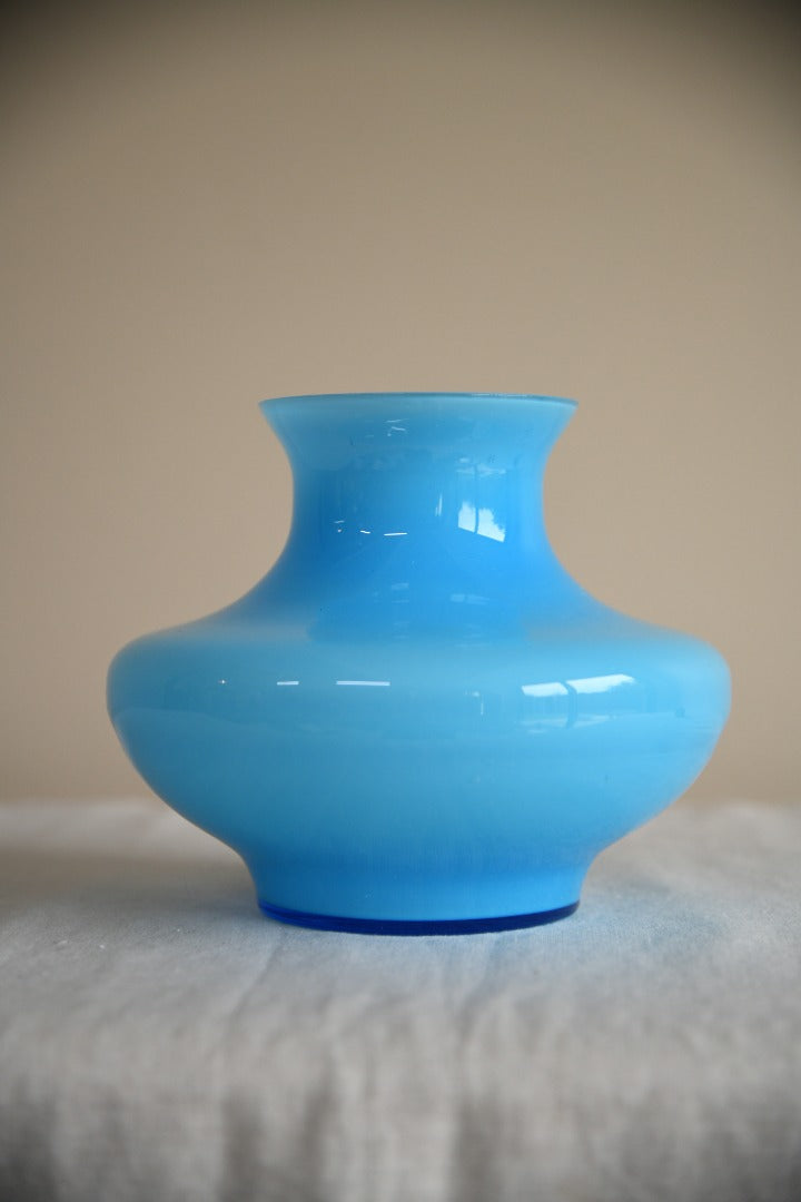 Retro Blue & White Glass Vase