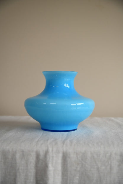 Retro Blue & White Glass Vase