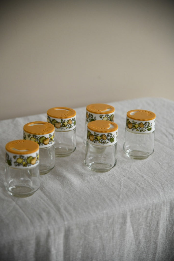 6 Vintage Gemco Glass Spice Jars