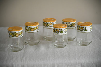 6 Vintage Gemco Glass Spice Jars