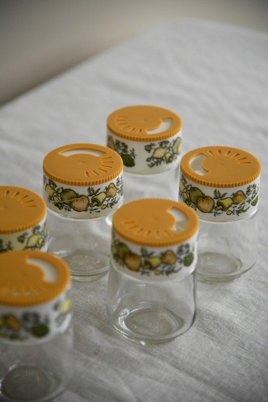 6 Vintage Gemco Glass Spice Jars