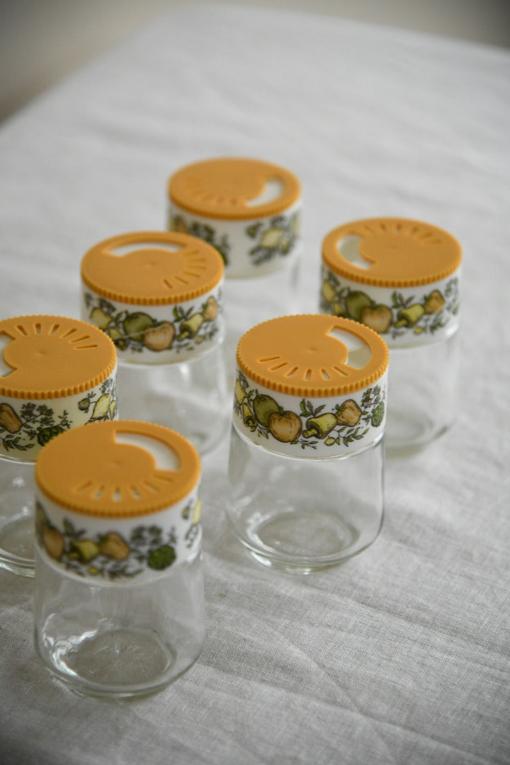 6 Vintage Gemco Glass Spice Jars