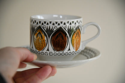 5 Retro Broadhurst Ironstone Cups & Saucers