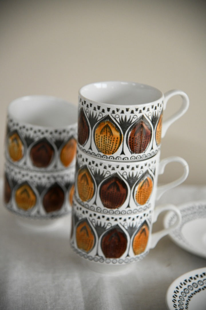 5 Retro Broadhurst Ironstone Cups & Saucers