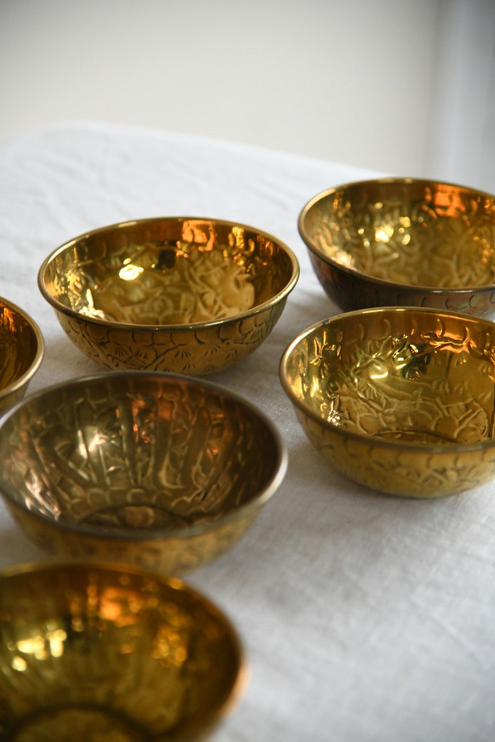 6 Eastern Brass Bowls