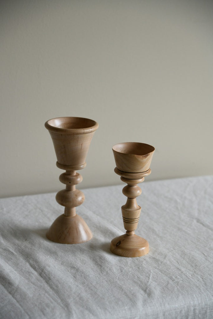Pair Turned Wooden Goblets