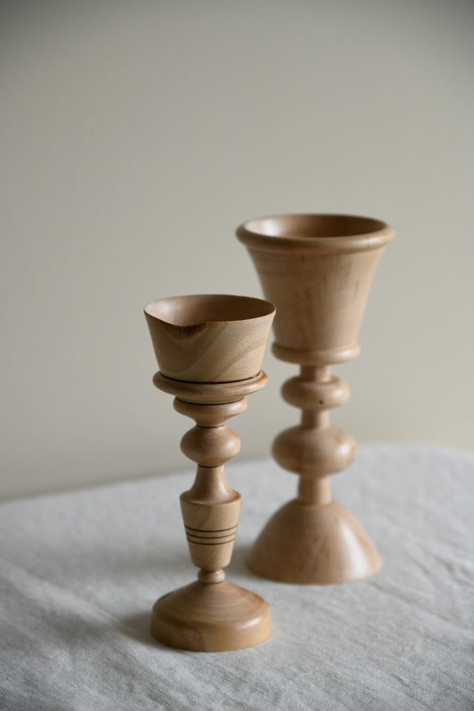 Pair Turned Wooden Goblets