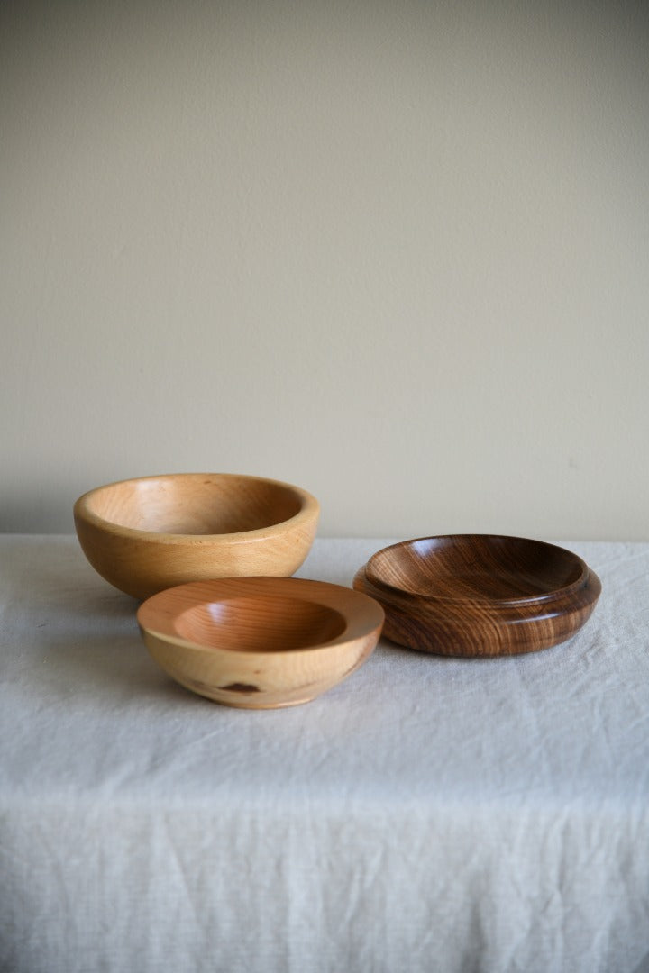 3 Hand Turned Wooden Bowls