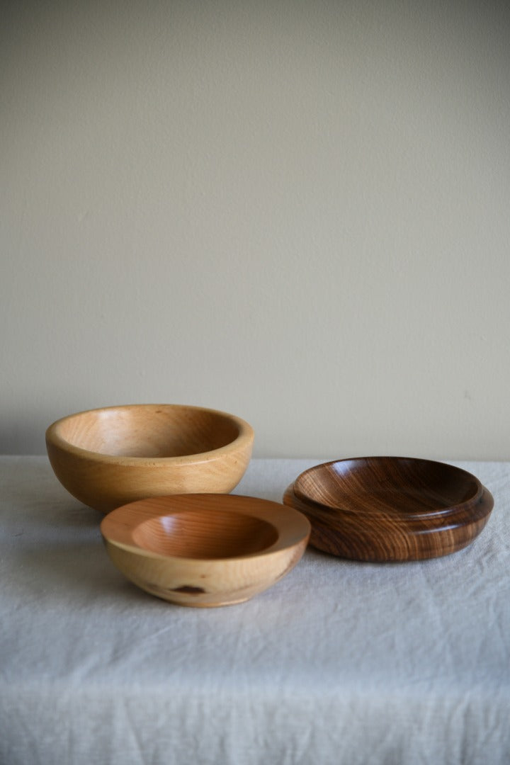 3 Hand Turned Wooden Bowls