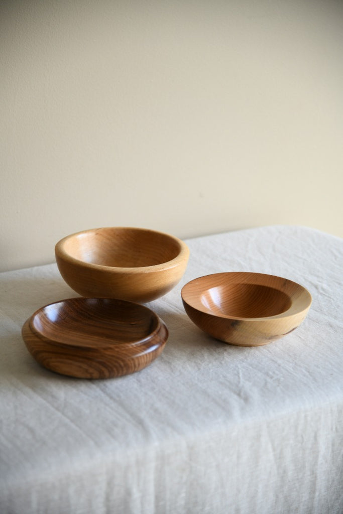 3 Hand Turned Wooden Bowls