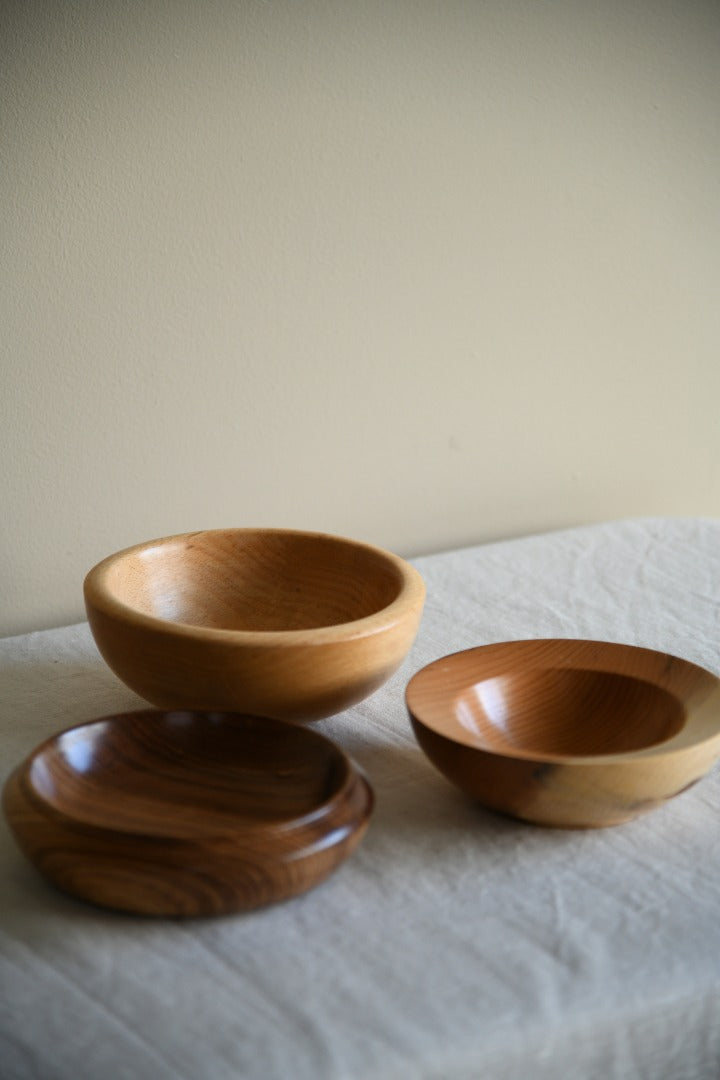 3 Hand Turned Wooden Bowls