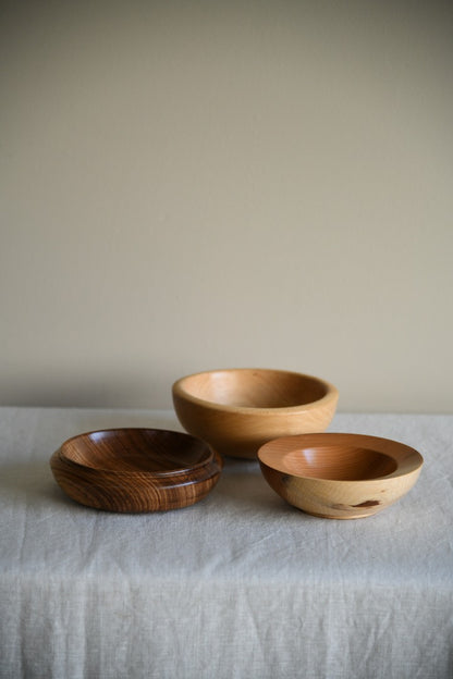 3 Hand Turned Wooden Bowls