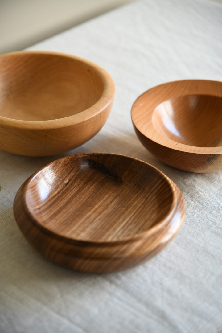 3 Hand Turned Wooden Bowls