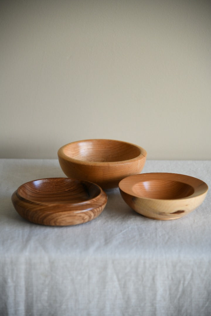 3 Hand Turned Wooden Bowls