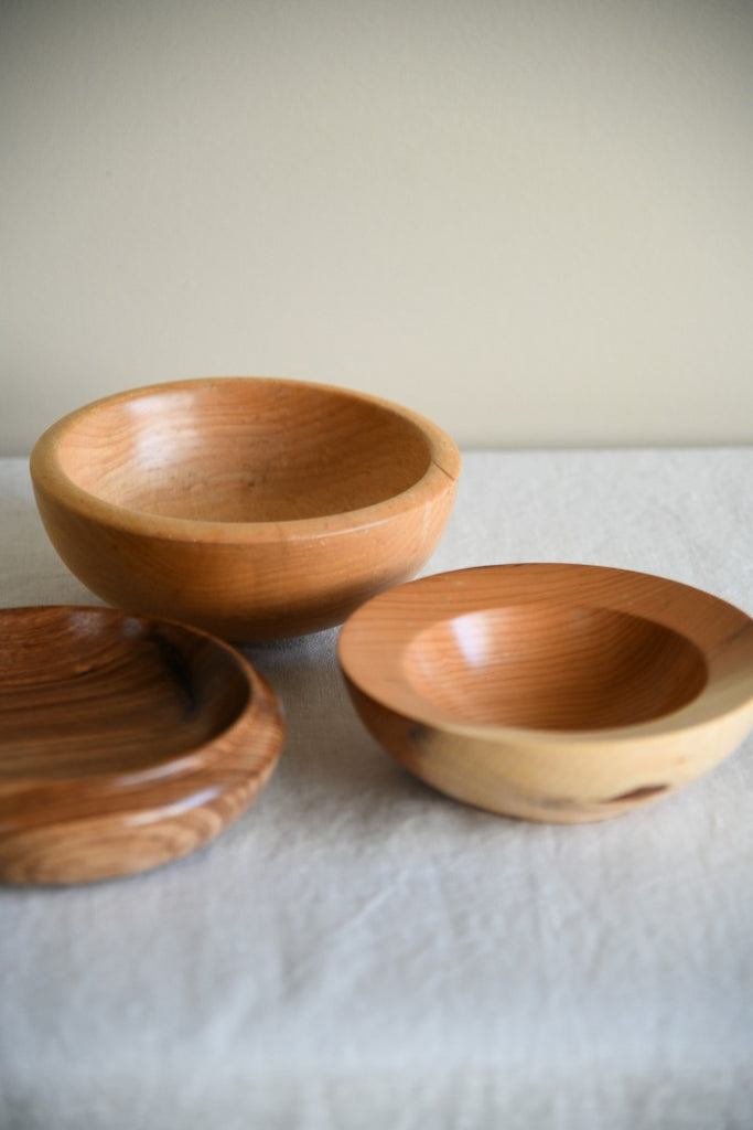 3 Hand Turned Wooden Bowls