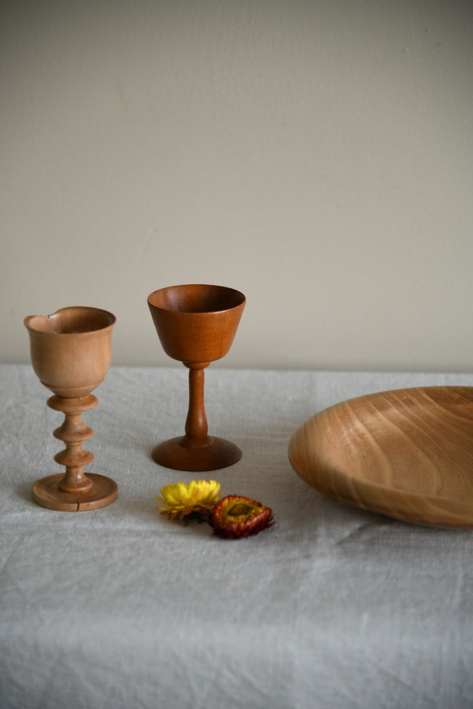 Hand Turned Bowl & Two Goblets