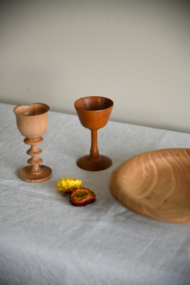 Hand Turned Bowl & Two Goblets