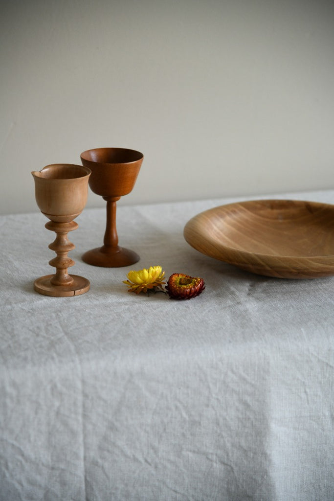 Hand Turned Bowl & Two Goblets