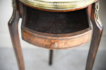 French Marble & Walnut Side Table