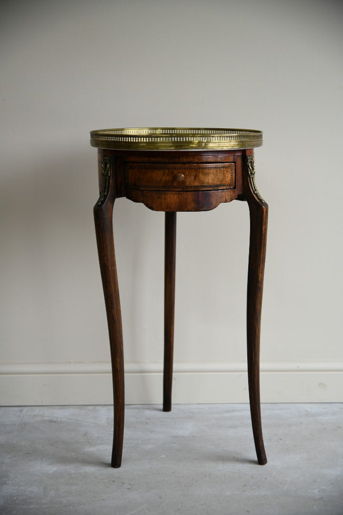 French Marble & Walnut Side Table