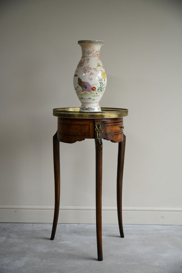 French Marble & Walnut Side Table