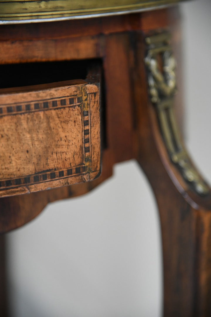 French Marble & Walnut Side Table